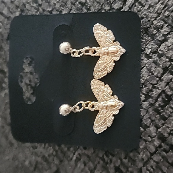 handmade Jewelry - GOLD moth dangly earrings